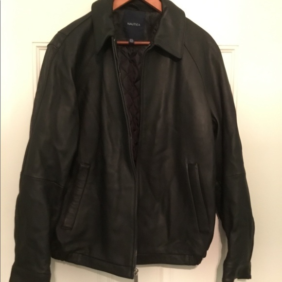 NEW w TAGS NauticaBlack Lambs Leather Jacket Size Large